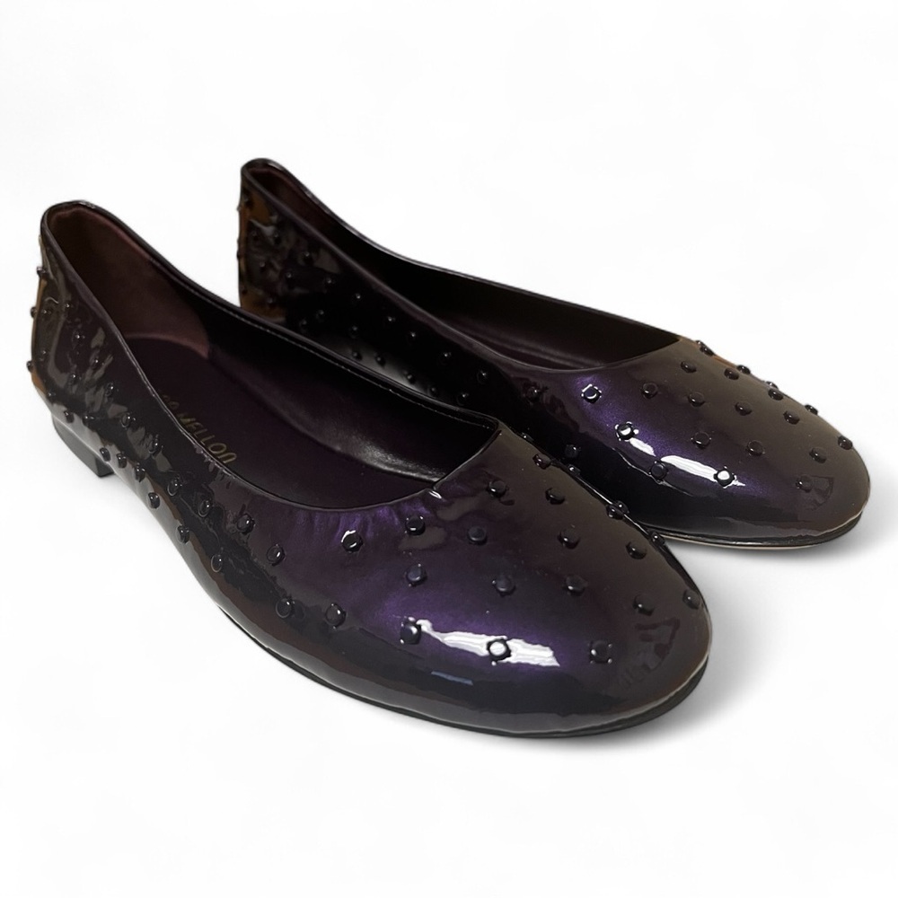 Tamara Mellon Purple Plum Patent Leather Studded Ballet Flats EU 36 Luxe Chic